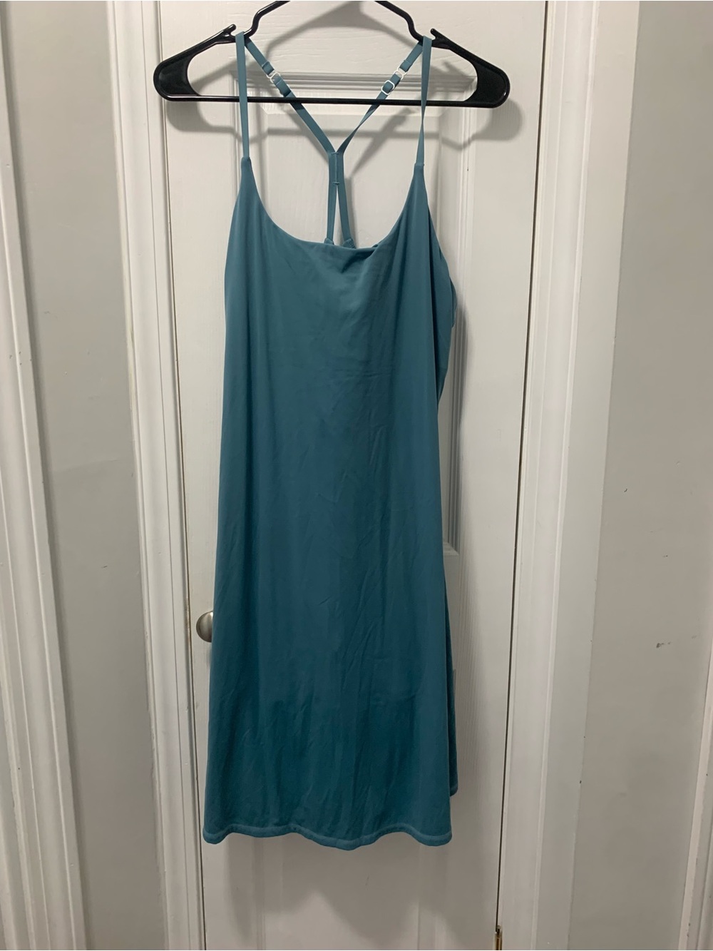 Teal Slip Dress with T-Back Straps